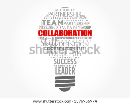 COLLABORATION light bulb word cloud collage, business concept background