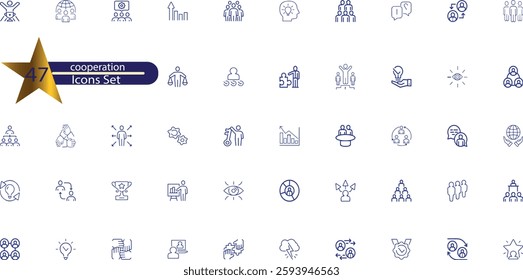 Collaboration Line Editable Icons set. 