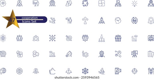 Collaboration Line Editable Icons set. 