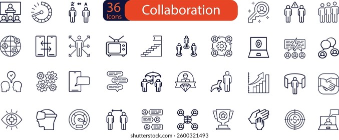Collaboration Line Editable Icons set. Vector illustration in modern thin line style of business related icons . teamwork, handshake, agreement, and more.