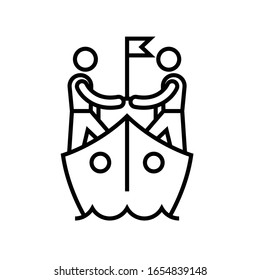 Icono de línea de colaboración, signo de concepto, ilustración de vector de esquema, símbolo lineal.