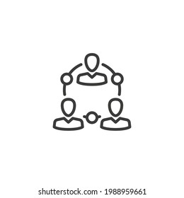 Collaboration line icon. Simple outline icon. Communication, partnership, research, group, alliance, business, team concept. Vector illustration isolated on white background. Thin stroke EPS 10.