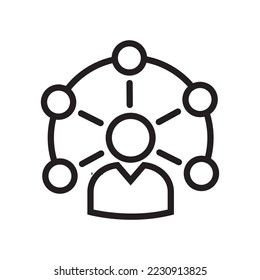 Icono de línea de colaboración. Icono de esquema simple. Comunicación, asociación, investigación, grupo, alianza, negocios, concepto de equipo. Ilustración vectorial aislada en fondo blanco. EPS de trazo editable 10.