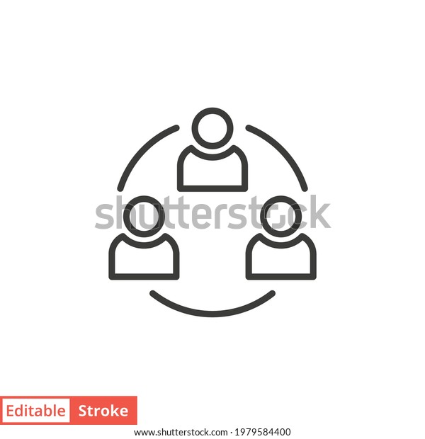 Collaboration line icon. Simple outline icon.\
Communication, partnership, research, group, alliance, business,\
team concept. Vector illustration isolated on white background.\
Editable stroke EPS\
10.