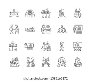 Collaboration line icons, signs, vector set, outline illustration concept 