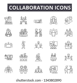 Collaboration line icons for web and mobile design. Editable stroke signs. Collaboration  outline concept illustrations