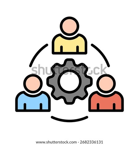 Collaboration lineal color icon element collection