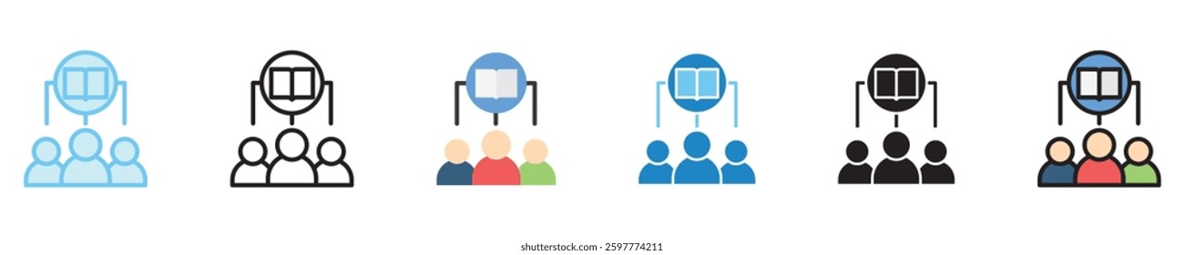 Collaboration multi style icon set. use for modern concept, print, UI, UX kit, web and app development. Vector EPS 10, related to digital education, digital learning