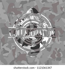 Collaboration on grey camouflage pattern