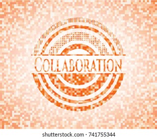 Collaboration orange mosaic emblem