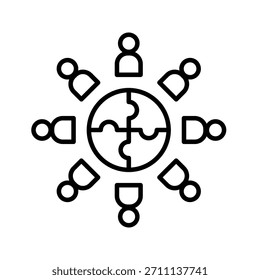 Ilustración vectorial de iconos de esquema de colaboración