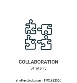 Collaboration outline vector icon. Thin line black collaboration icon, flat vector simple element illustration from editable strategy concept isolated stroke on white background