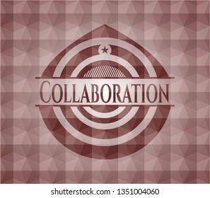 Collaboration red emblem with geometric background. Seamless.