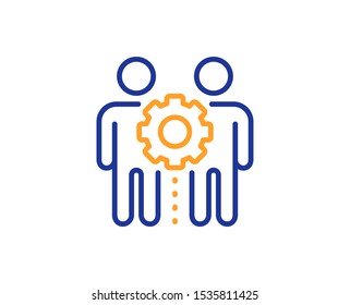 Collaboration sign. Employees teamwork line icon. Development partners symbol. Colorful outline concept. Blue and orange thin line employees teamwork icon. Vector
