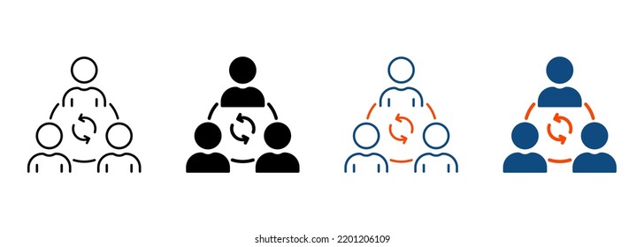 Collaboration Silhouette and Line Icon. Group of People Community Team Work Pictogram. Social Communication and Business Teamwork Connect Icon. Editable Stroke. Isolated Vector Illustration.