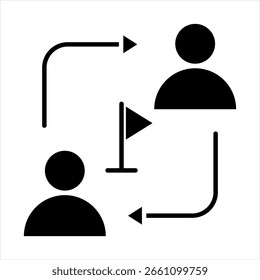 Colaboração Ícone Único Azul Ilustração Preto