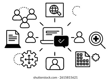 Collaboration Soft Line Art Illustration Elegant Sketch for Printing