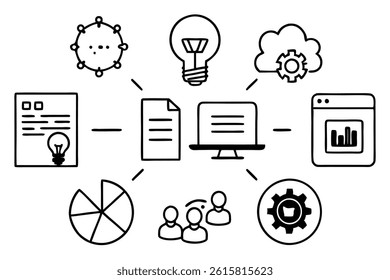 Collaboration Soft Line Art Illustration Elegant Sketch for Printing