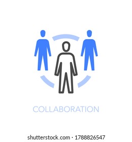 Collaboration symbol with a group of people on a work cycle. Easy to use for your website or presentation.