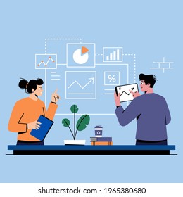 Collaboration teamwork analyzing business Vector Illustration