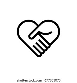 Collaboration Teamwork Care Heart Hands Icon Logo