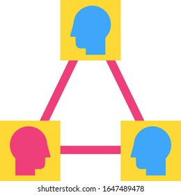 Collaboration, teamwork flat vector icon. Extraversion, leadership, communication skills symbol
