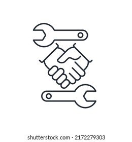 Collaboration tool. Vector linear icon isolated on white background.