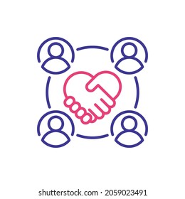 Collaboration vector 2 colour icon style illustration. EPS 10 file