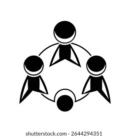 Collaboration Vector Icon Silhouette Representing Teamwork and Partnership Isolated on White Background

