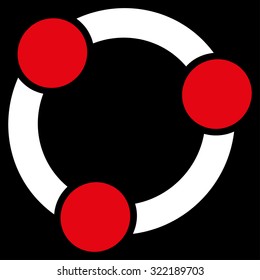 Collaboration vector icon. Style is bicolor flat symbol, red and white colors, rounded angles, black background.