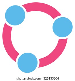 Collaboration vector icon. Style is bicolor flat symbol, pink and blue colors, rounded angles, white background.