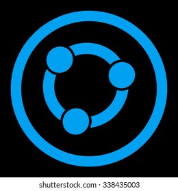 Collaboration vector icon. Style is flat rounded symbol, blue color, rounded angles, black background.