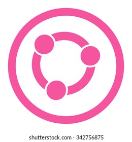 Collaboration vector icon. Style is flat rounded symbol, pink color, rounded angles, white background.