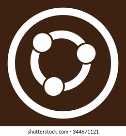 Collaboration vector icon. Style is flat rounded symbol, white color, rounded angles, brown background.