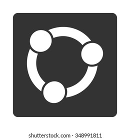 Collaboration vector icon. Style is flat rounded square button, white and gray colors, white background.