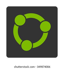 Collaboration vector icon. Style is flat rounded square button, eco green and gray colors, white background.