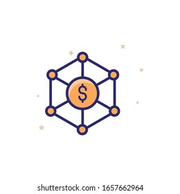 Collaboration Vector Illustration. Outline Filled Business Growth and Investment Icons. EPS 10 File