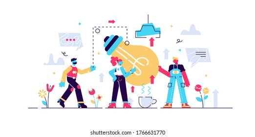 Collaboration vector illustration. Process of people working together to achieve or complete common goal or task. Cooperation power to success team or company target.