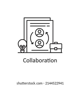 Ilustración de diseño de iconos de esquema vector de colaboración. Símbolo de asociación empresarial sobre archivo EPS 10 de fondo blanco
