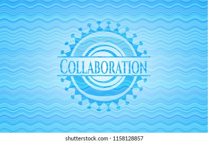 Collaboration water representation emblem background.