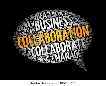 COLABORACIÓN de palabras en nube, fondo de concepto de negocio