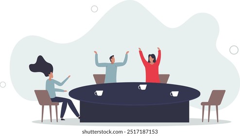 Collaborative brainstorming session with idea sharing.flat design with people.