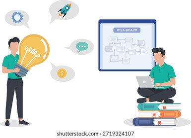 Collaborative Business Idea Generation and Strategic Project Planning Illustration