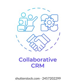 Collaborative CRM blue gradient concept icon. Communication processes. Meeting business. Round shape line illustration. Abstract idea. Graphic design. Easy to use in infographic, presentation
