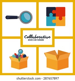 Collaborative design over white background, vector illustration