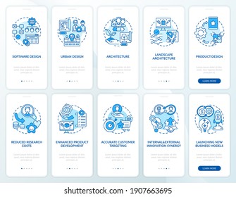 Collaborative development onboarding mobile app page screen with concepts set. Architecture, client targeting walkthrough 5 steps graphic instructions. UI vector template with RGB color illustrations