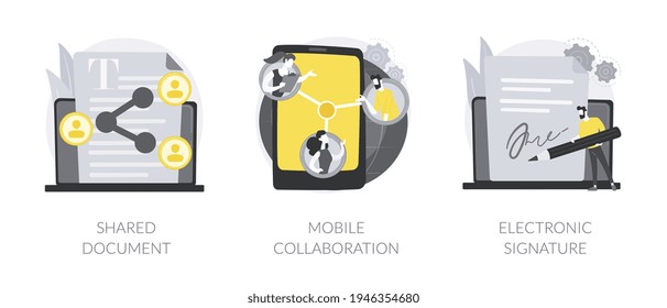 Collaborative document abstract concept vector illustrations.