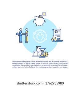 Collaborative economy pros and cons concept icon with text. Cheap services, trust issues, no guarantee. PPT page vector template. Brochure, magazine, booklet design element with linear illustrations