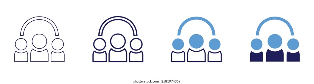 Collaborative effort icon in 4 different styles. Thin Line, Line, Bold Line, Duotone. Duotone style. Editable stroke.