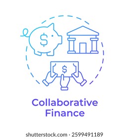 Collaborative finance blue gradient concept icon. Community projects realization. Type of sharing economy. Round shape line illustration. Abstract idea. Graphic design. Easy to use in presentation